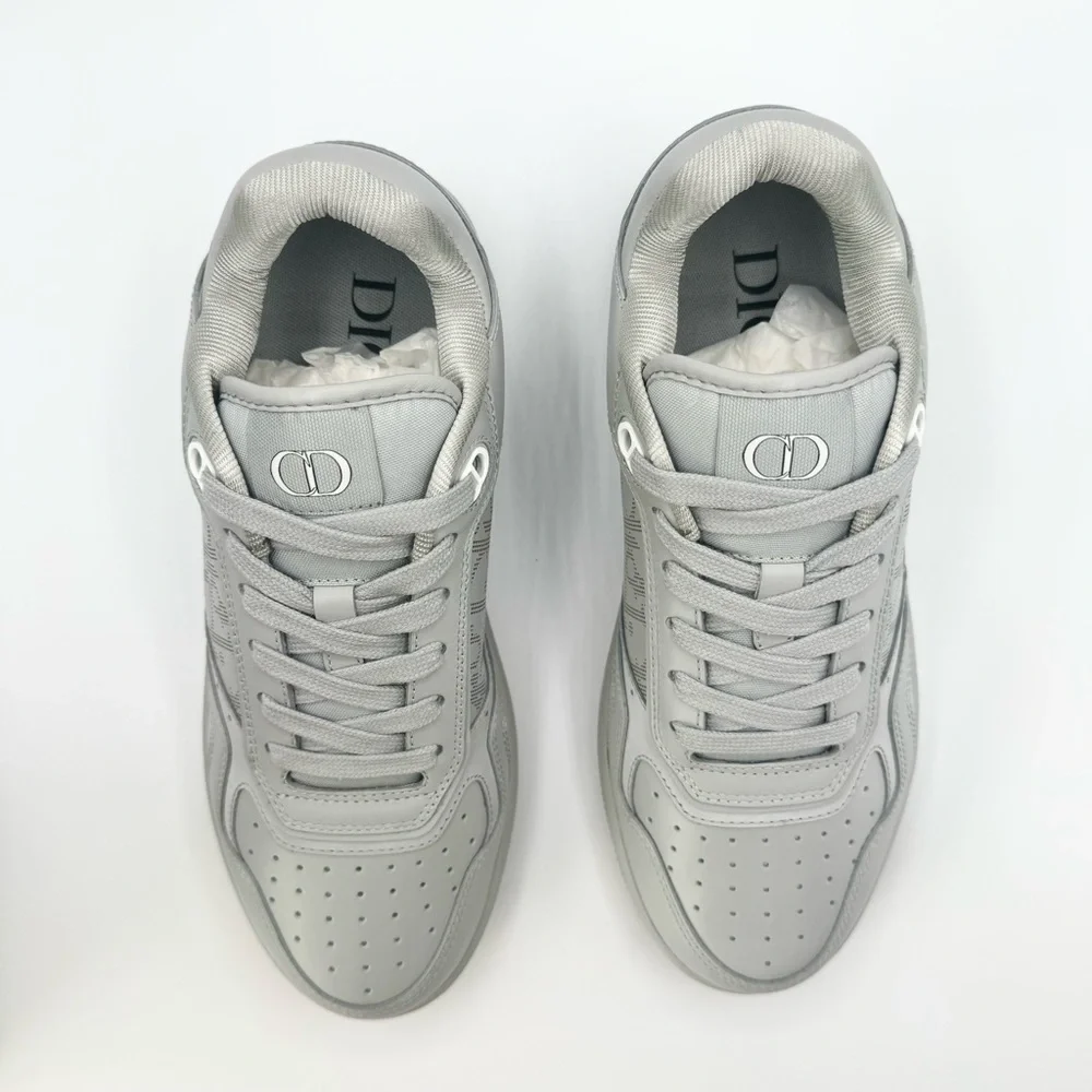 NEW Men Dior Grey B27 Low Top CD Diamond Logo Sneakers Trainers Lace Up Shoes